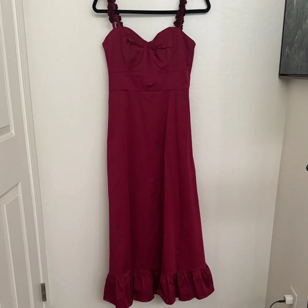 Anthropologie Deep Red Midi Dress - Picture 5 of 10